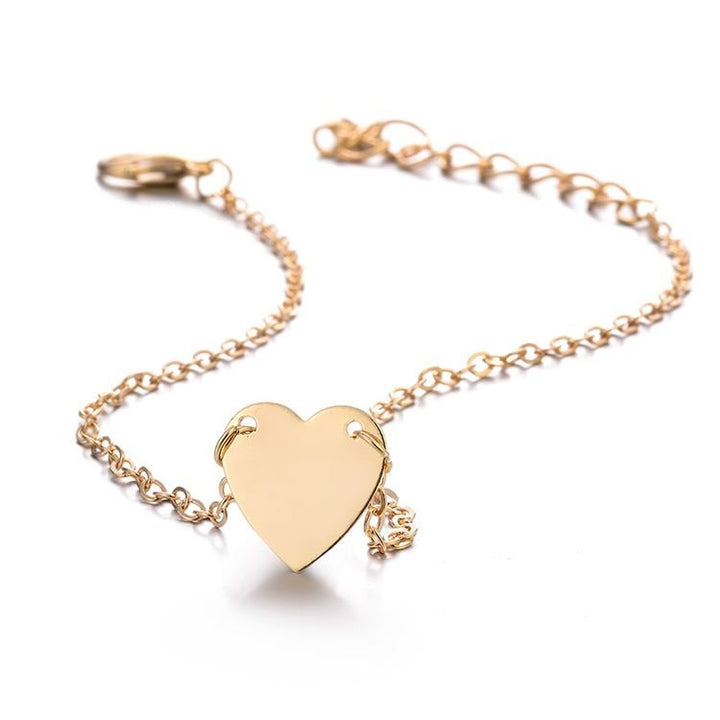 Ankle chain with heart, gold - | Fashiongirl