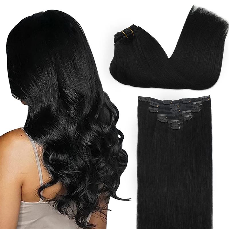 Clip In Extensions - 40 cm #1 Black - | Fashiongirl