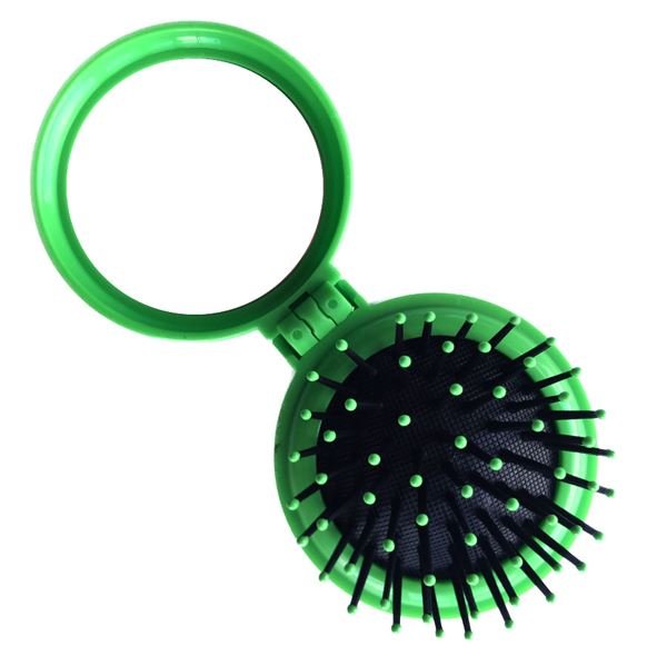 Compact makeup mirror with brush - green - | Fashiongirl