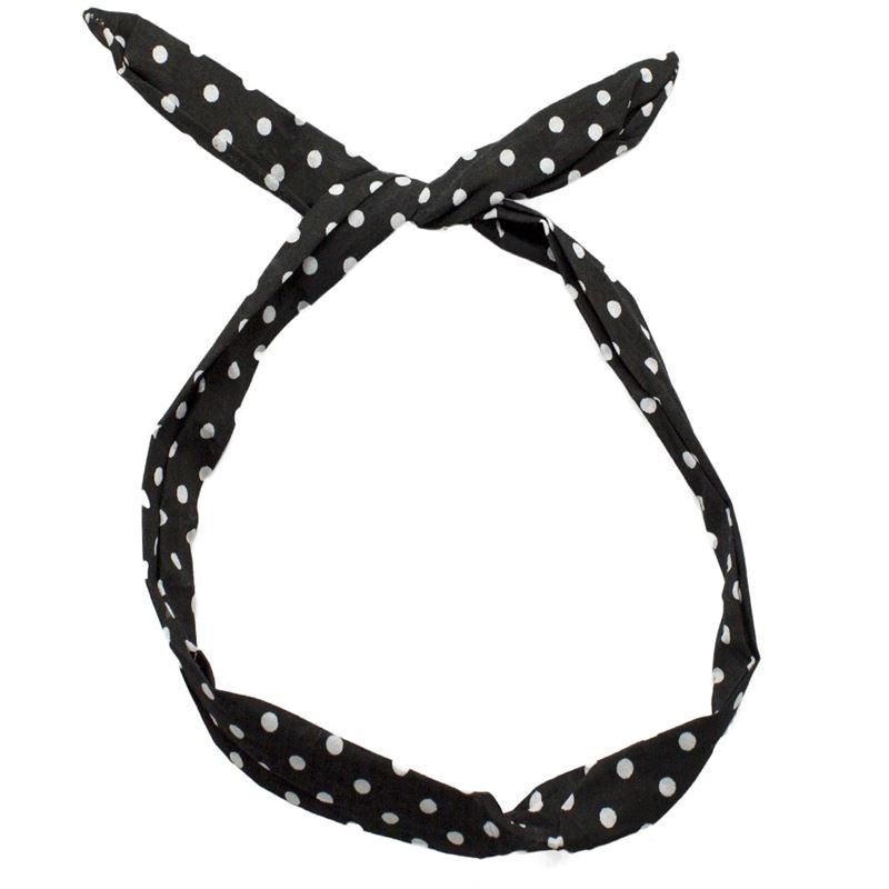 Flexi Hairband with steel wire - black with white polka dots - Hair Accessories | Fashiongirl