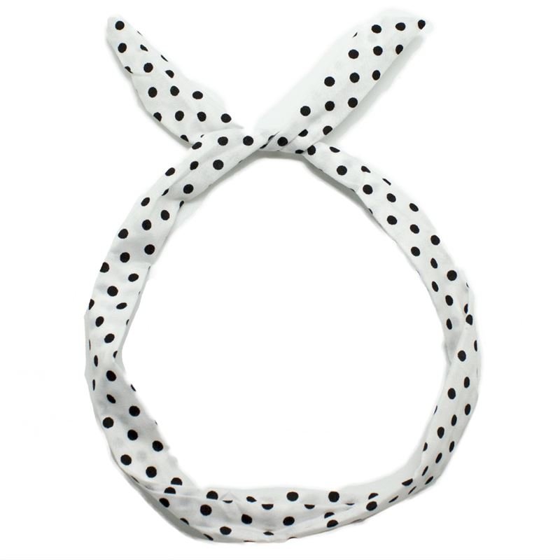 Flexi Hairband with steel wire - white with black polka dots - Hair Accessories | Fashiongirl
