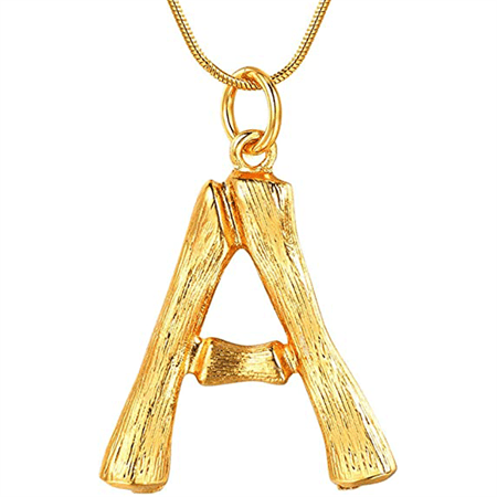 Gold Bamboo Alphabet / Letter Necklace - A - | Fashiongirl