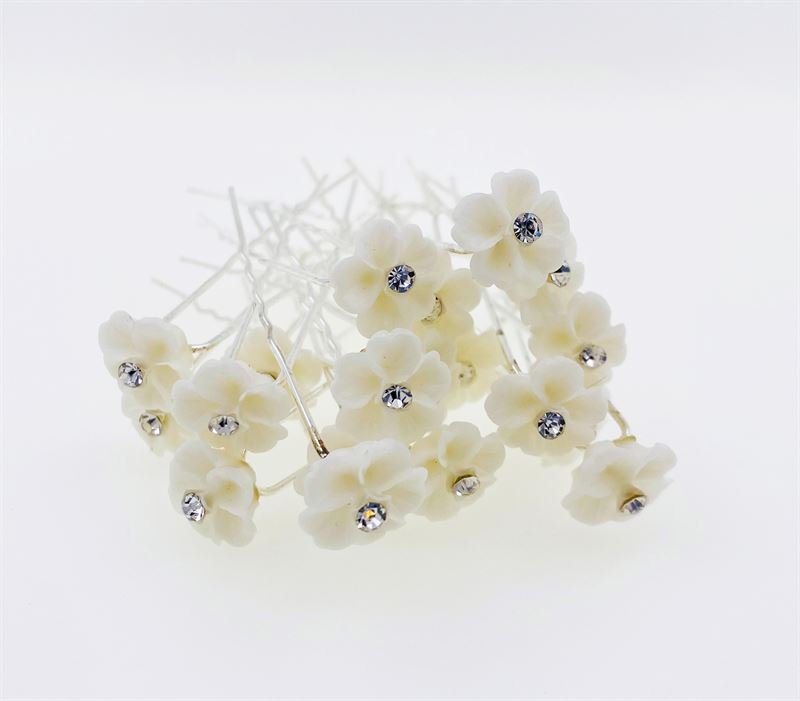 Hair decoration Hair pins White Flower - 20 pcs - Hair Accessories | Fashiongirl