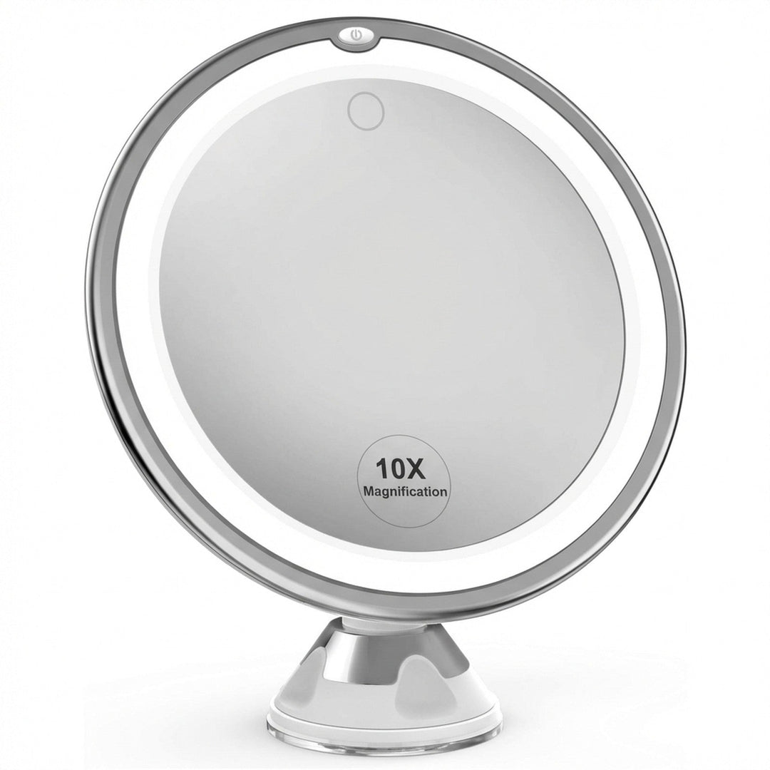 PRO BEAUTY Bathroom Mirror with LED Light and Suction Cup x10 Magnifying Mirror - White - Mirror - UNIQ