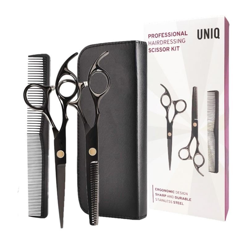 Pro Hairdressing scissors set with comb, black - Hair Styling tool | Fashiongirl