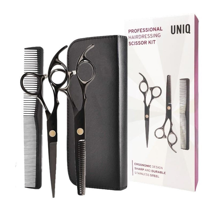 Pro Hairdressing scissors set with comb, black - Hair Styling tool | Fashiongirl