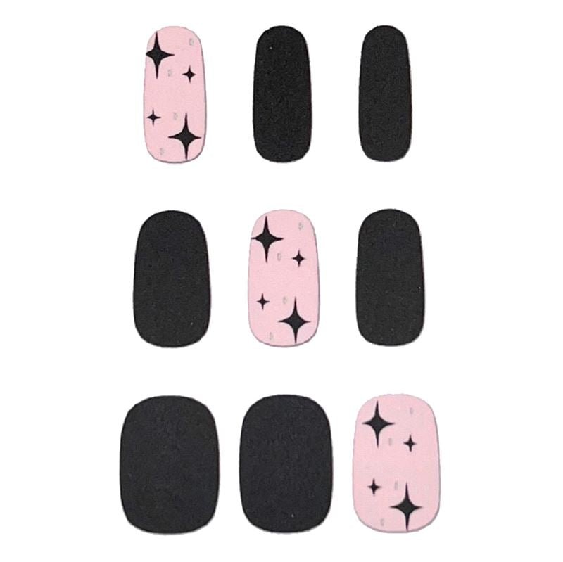 Semi Cured Gel Nail Stickers / Self - adhesive nail polish - Black Star (JK - 255) - | Fashiongirl