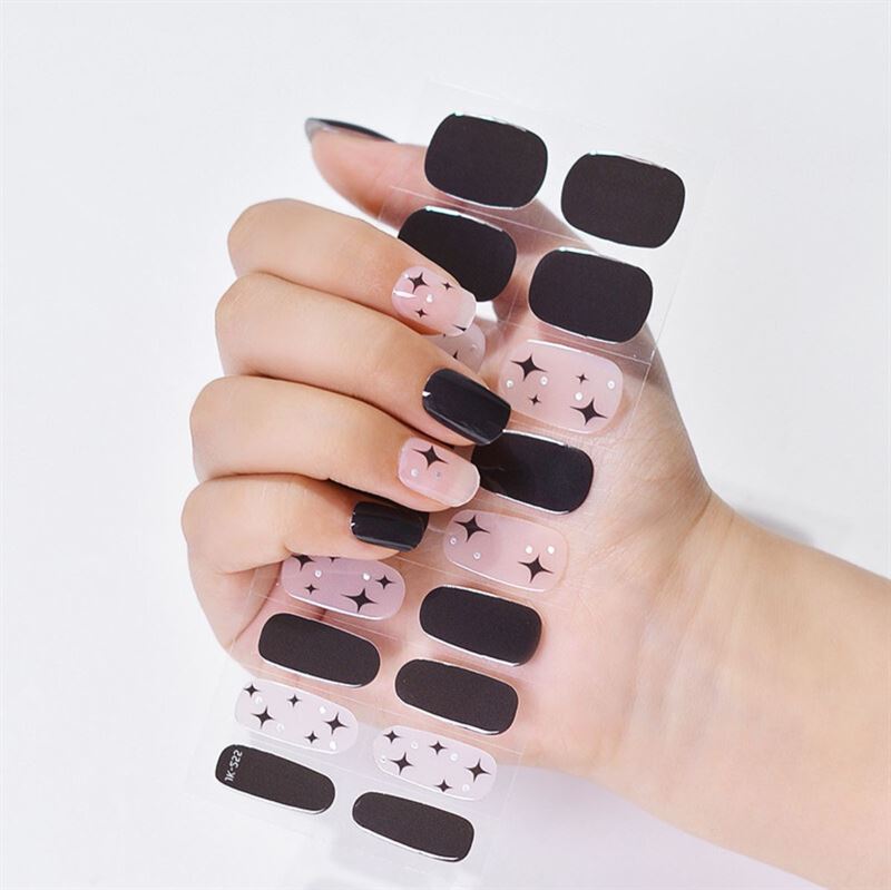 Semi Cured Gel Nail Stickers / Self - adhesive nail polish - Black Star (JK - 255) - | Fashiongirl