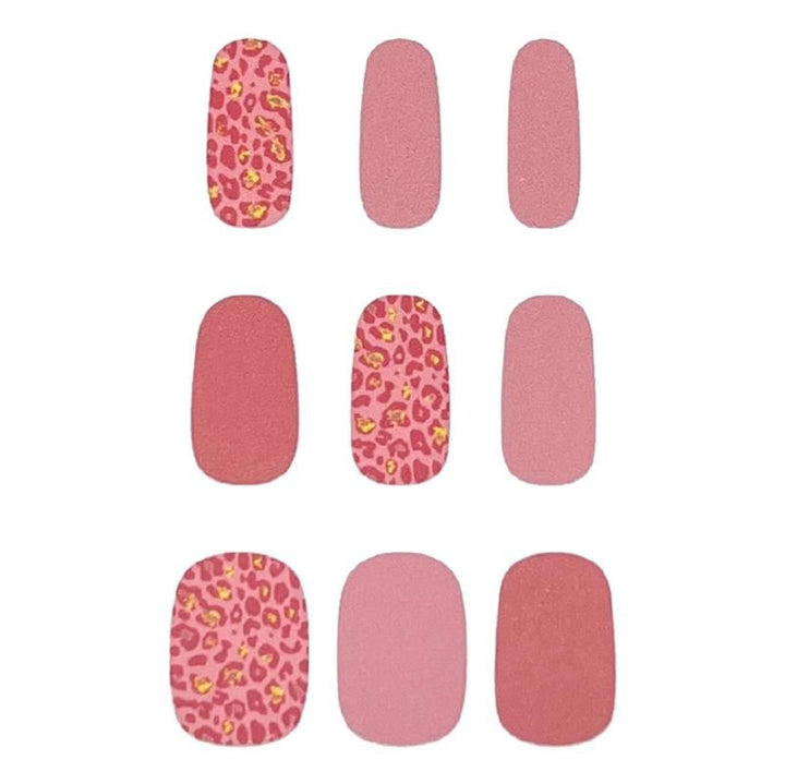 Semi Cured Gel Nail Stickers / Self - adhesive nail polish - Pink Leopard (JK - 224) - | Fashiongirl