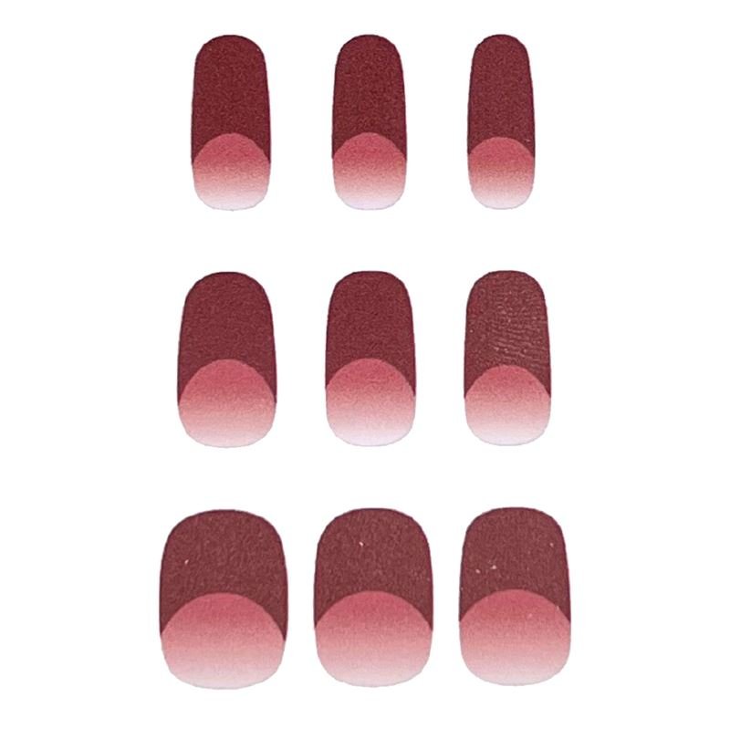 Semi Cured Gel Nail Stickers / Self - adhesive nail polish - Red French Ombre (JK - 333) - | Fashiongirl