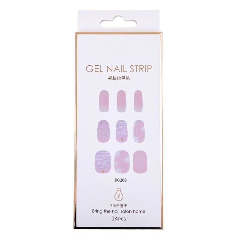 Semi Cured Gel Nail Stickers / Self - adhesive nail polish - Snowy Pink (JK - 268) - | Fashiongirl