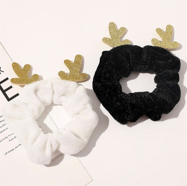 SOHO Christmas Deer - Christmas Scrunchie - Black - Hair Accessories