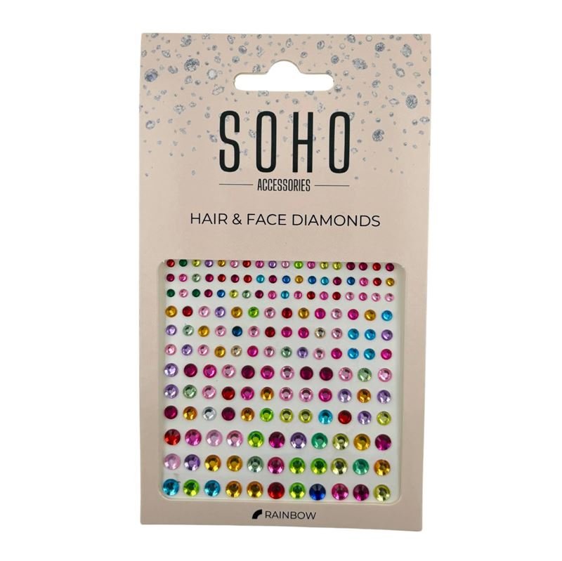 SOHO Coloured Diamonds for hair and face - 216 pcs - Rainbow - Hair Accessories | Fashiongirl