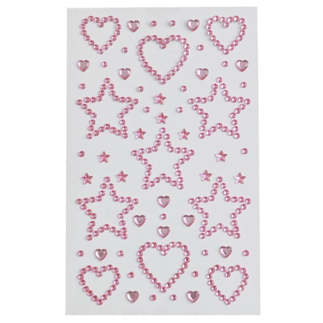 SOHO Hearts &amp; Stars Adhesive Facial Rhinestones for face, makeup, nails, body, crafts - Pink - | Fashiongirl