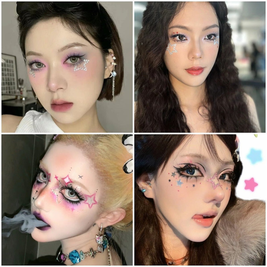 SOHO Hearts &amp; Stars Adhesive Facial Rhinestones for face, makeup, nails, body, crafts - Pink - | Fashiongirl