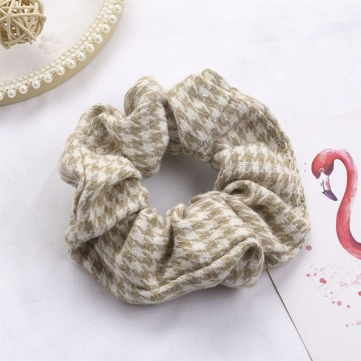 SOHO Pepita Scrunchie - Beige - Hair Accessories