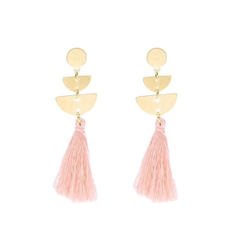 SOHO Tassel Earrings with tassels - Gold/Pink - | Fashiongirl