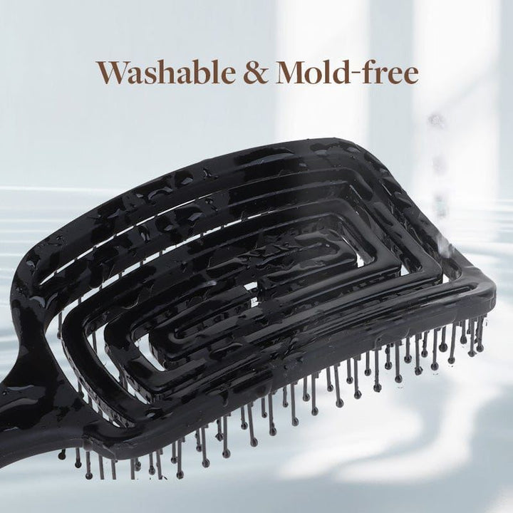 TBC Detangling Hair Brush - Wet &amp; Dry Hollow Brush - Black - Hair Styling tool