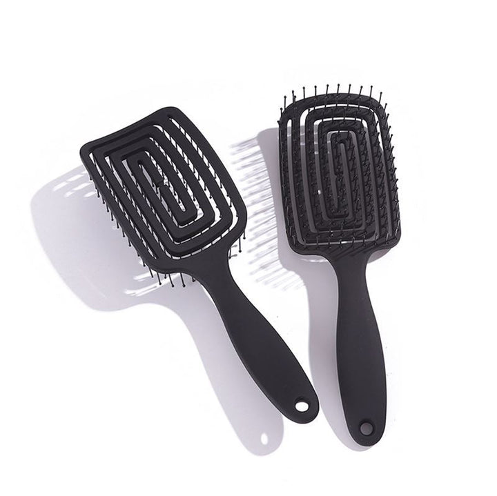 TBC Detangling Hair Brush - Wet &amp; Dry Hollow Brush - Black - Hair Styling tool