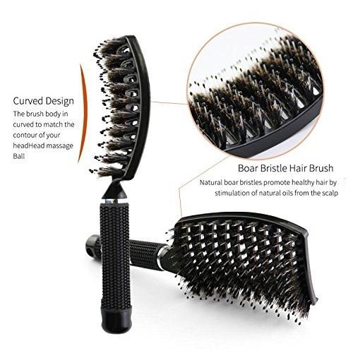 TBC Detangling Hair Brush with Boar Hair - Black - Hair Styling tool