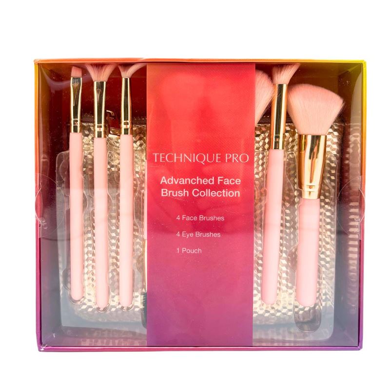 Technique PRO Advanced Face Brush Collection - 8 makeup brushes and 1 makeup bag - Makeup Brushes