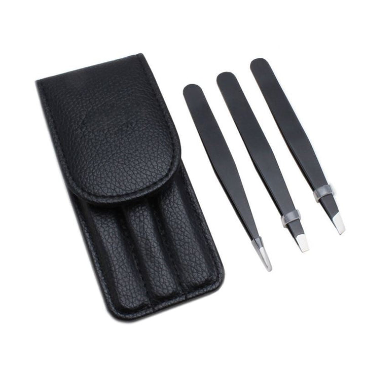 Tweezers / Tweezer 3 set with leather case | for eyebrow plucking and hair removal - | Fashiongirl