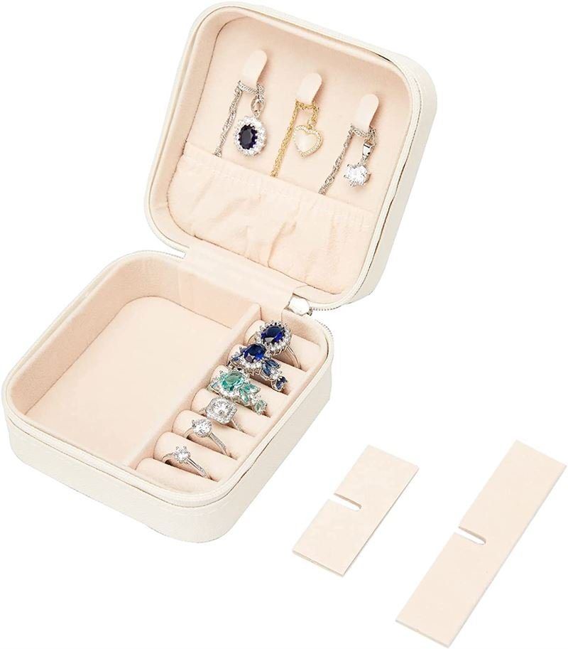 UNIQ Leatherette jewellery box for earrings - White Square - white - Jewelry Box