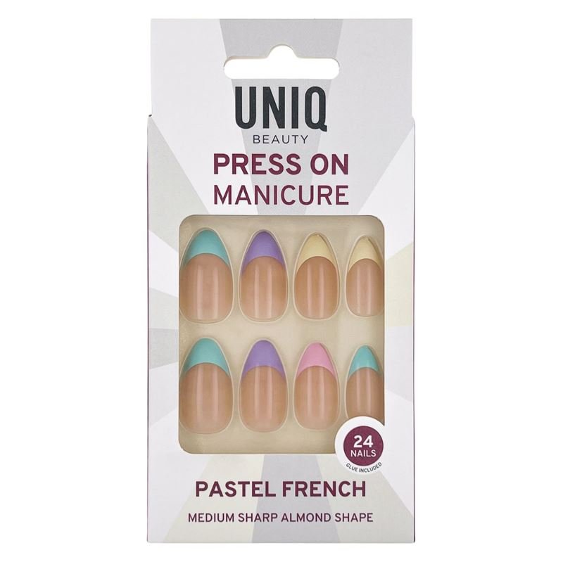 UNIQ Press On Nails with Glue - Pastel French - | Fashiongirl