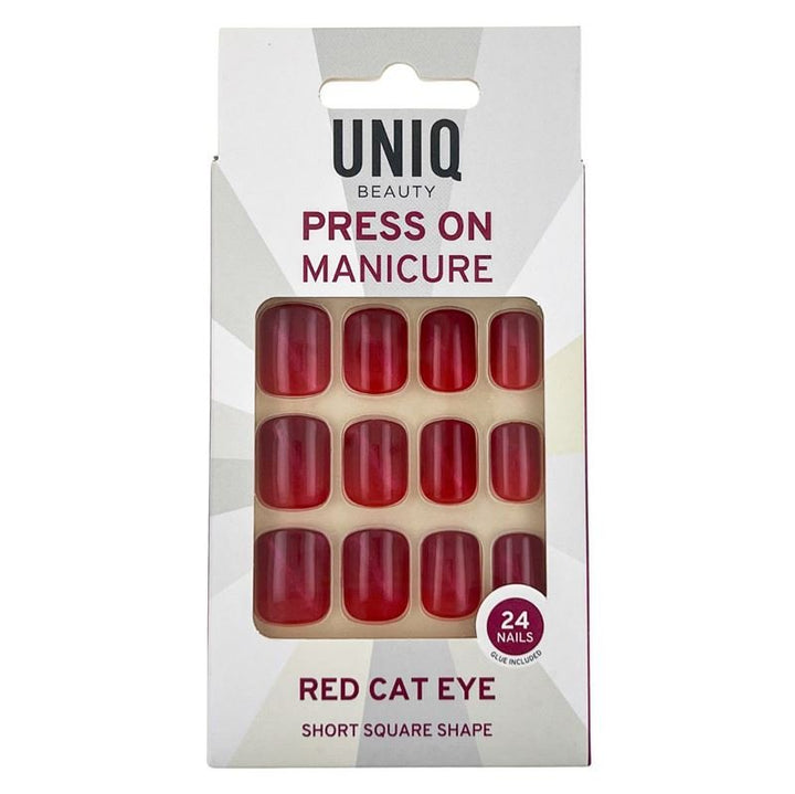 UNIQ Press On Nails with Glue - Red Cat Eye - | Fashiongirl