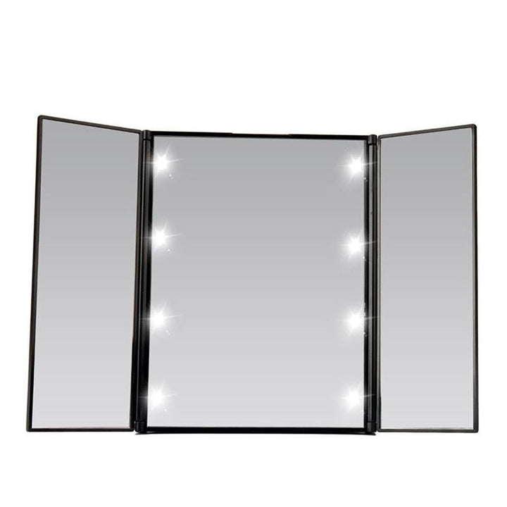 UNIQ Vanity Tri - fold Makeup Mirror with LED light, black - | Fashiongirl