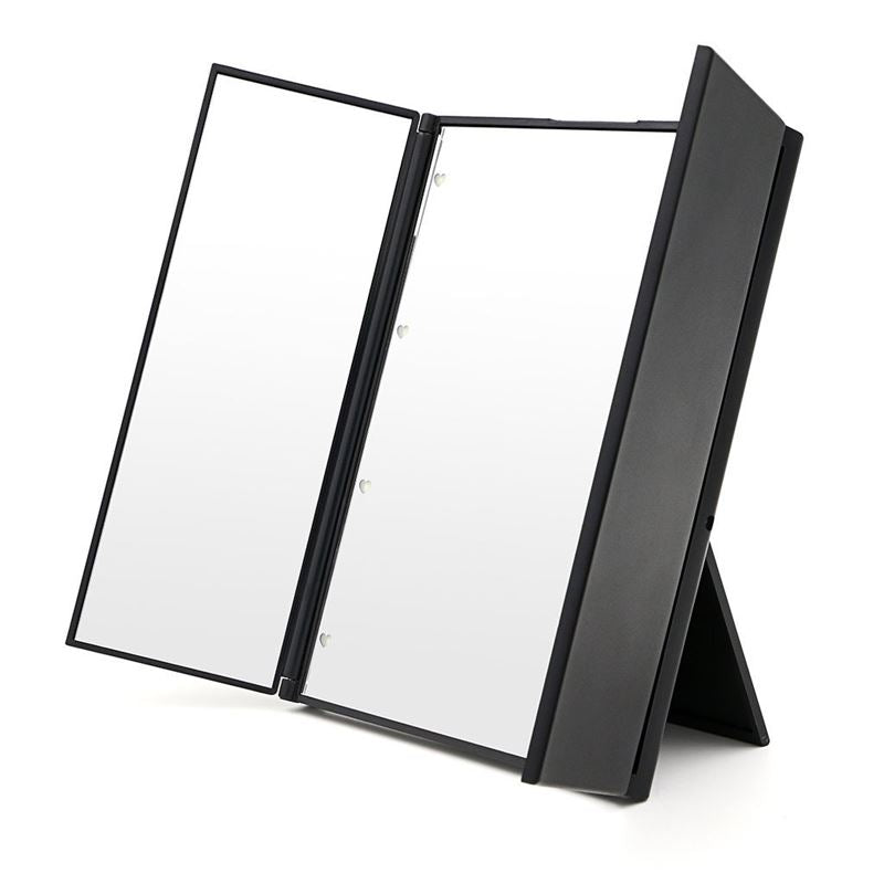 UNIQ Vanity Tri - fold Makeup Mirror with LED light, black - | Fashiongirl