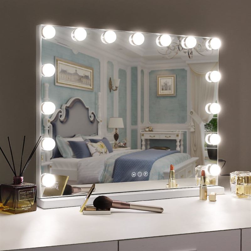 UNIQ XL Luxury Hollywood Vanity Mirror with 15 LED Lights and Touch Function – White - Mirror