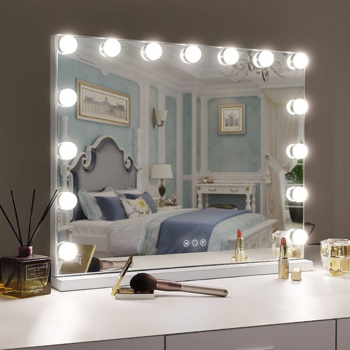 UNIQ XL Luxury Hollywood Vanity Mirror with 15 LED Lights and Touch Function – White - Mirror
